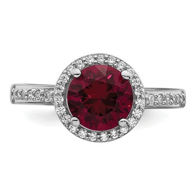 Sterling Silver CZ Corundum Halo Ring – view 6