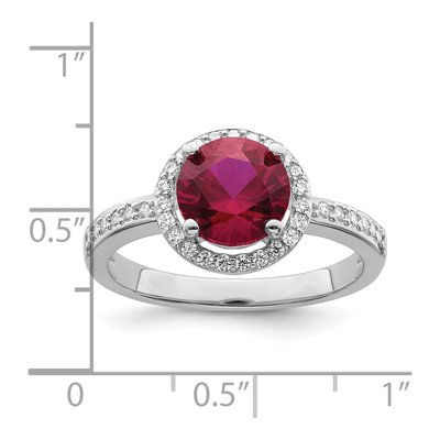 Sterling Silver CZ Corundum Halo Ring – view 7