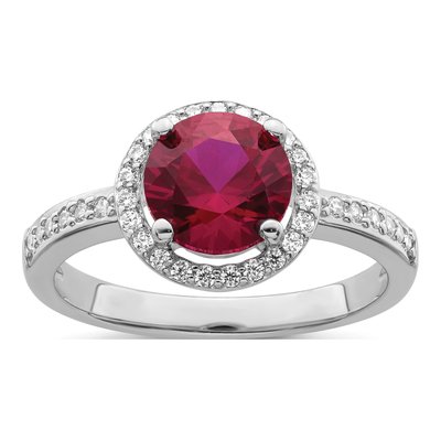 Sterling Silver CZ Corundum Halo Ring