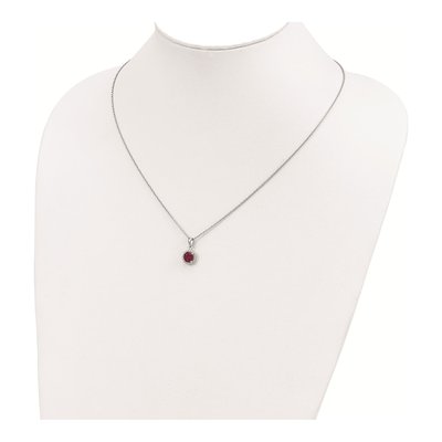 Sterling Silver CZ Corundum Halo Pendant Necklace – view 5