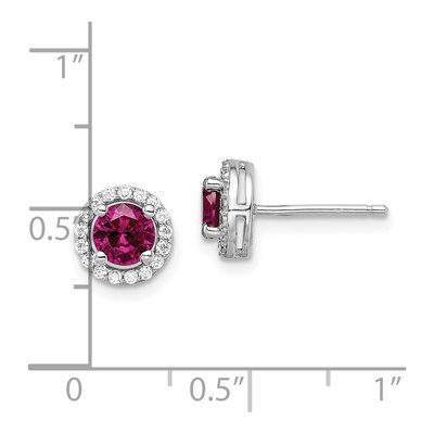 Sterling Silver CZ Corundum Halo Stud Earrings – view 5