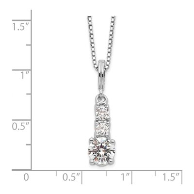 Sterling Silver CZ 3-Stone Pendant Necklace – view 4