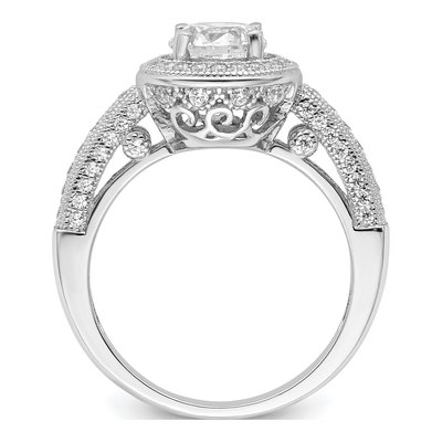 Sterling Silver CZ Halo Micro Pave Engagement Ring – view 3