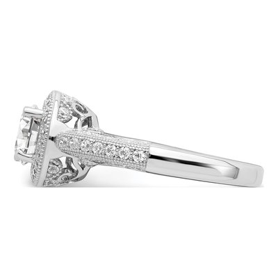 Sterling Silver CZ Halo Micro Pave Engagement Ring – view 4