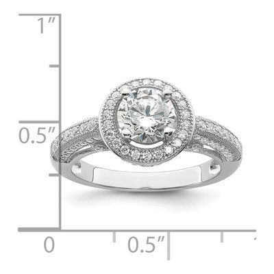 Sterling Silver CZ Halo Micro Pave Engagement Ring – view 5