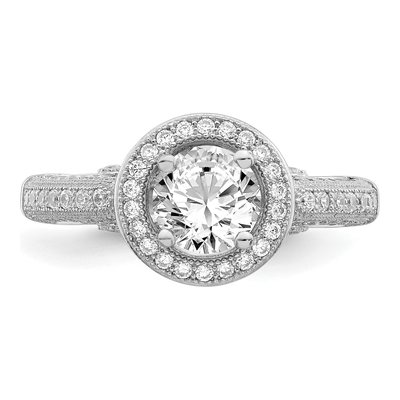 Sterling Silver CZ Halo Micro Pave Engagement Ring – view 6