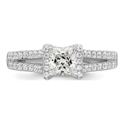 Sterling Silver CZ Micro Pave Engagement Ring – view 6