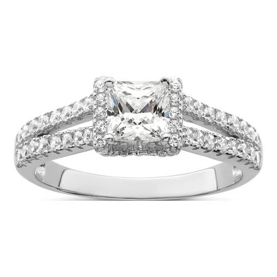 Sterling Silver CZ Micro Pave Engagement Ring