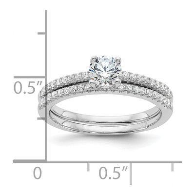 Sterling Silver CZ 2-Piece Wedding Ring Set – view 5