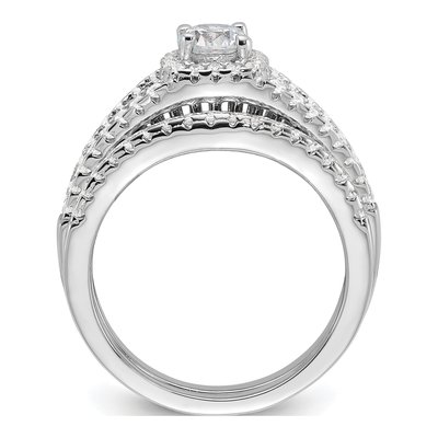 Sterling Silver CZ Pav 2-Piece Wedding Ring Set – view 3