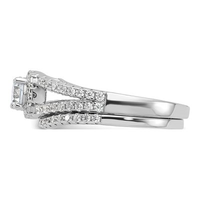 Sterling Silver CZ Pav 2-Piece Wedding Ring Set – view 4