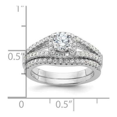 Sterling Silver CZ Pav 2-Piece Wedding Ring Set – view 5