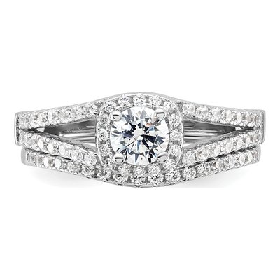 Sterling Silver CZ Pav 2-Piece Wedding Ring Set – view 6