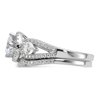 Sterling Silver CZ Micro Pav 2-Pc Wedding Set – view 4