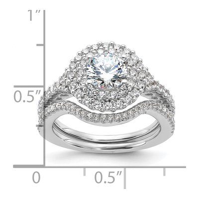 Sterling Silver CZ 2-Piece Wedding Ring Set – view 5
