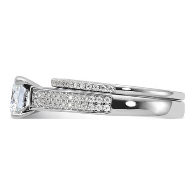 Sterling Silver CZ 2-Piece Wedding Ring Set – view 4