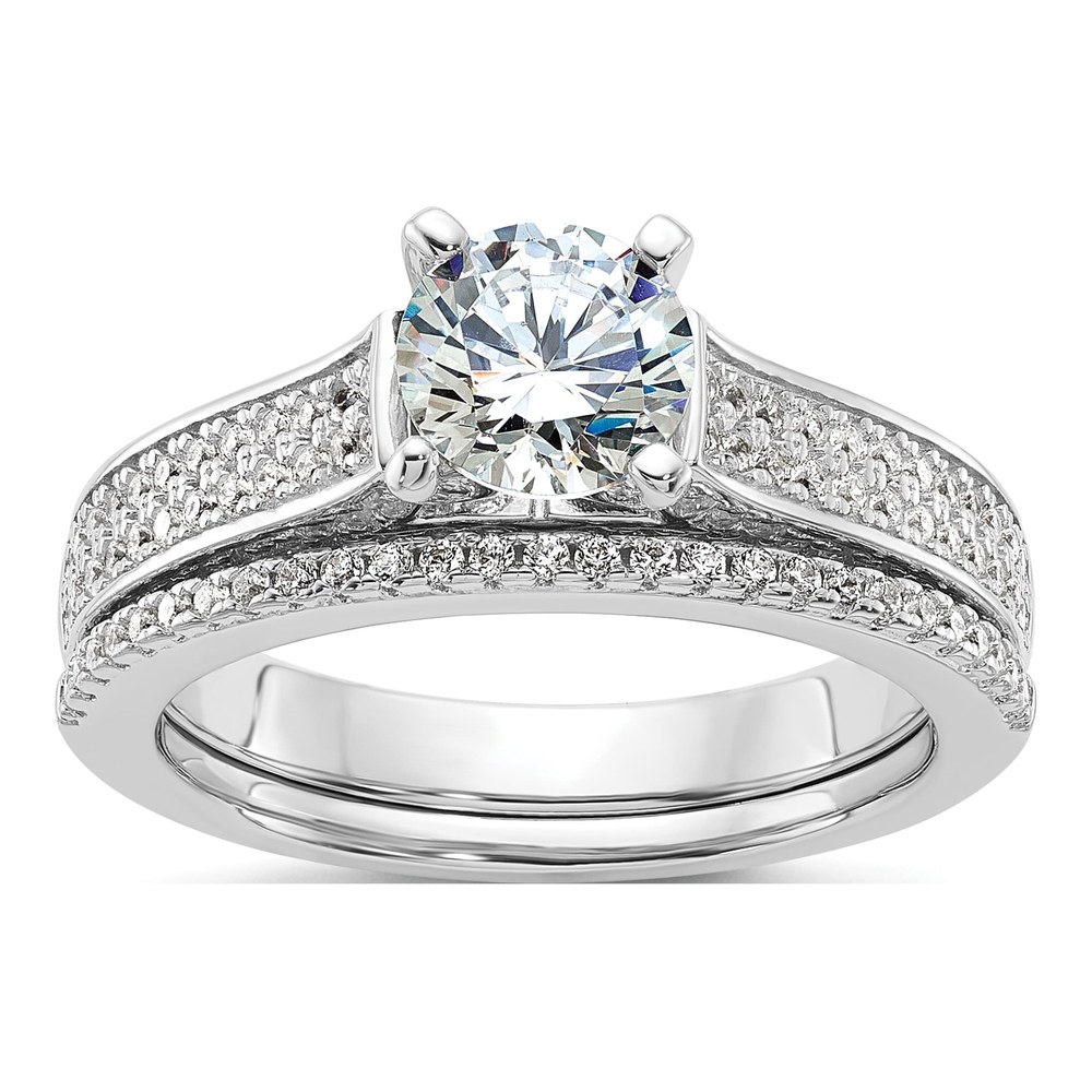 Sterling Silver CZ 2-Piece Wedding Ring Set