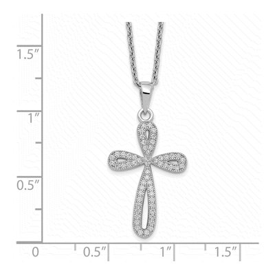 Sterling Silver CZ Pave Cross Pendant Necklace – view 5