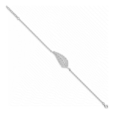 Sterling Silver CZ Feather Bracelet – view 2