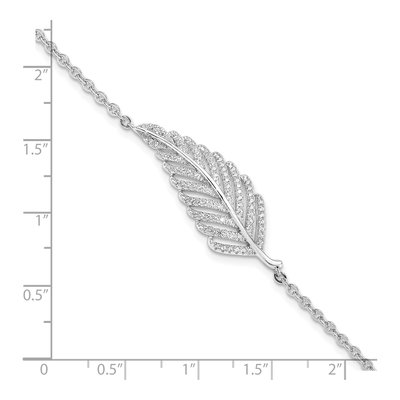 Sterling Silver CZ Feather Bracelet – view 5