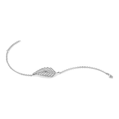 Sterling Silver CZ Feather Bracelet – view 6