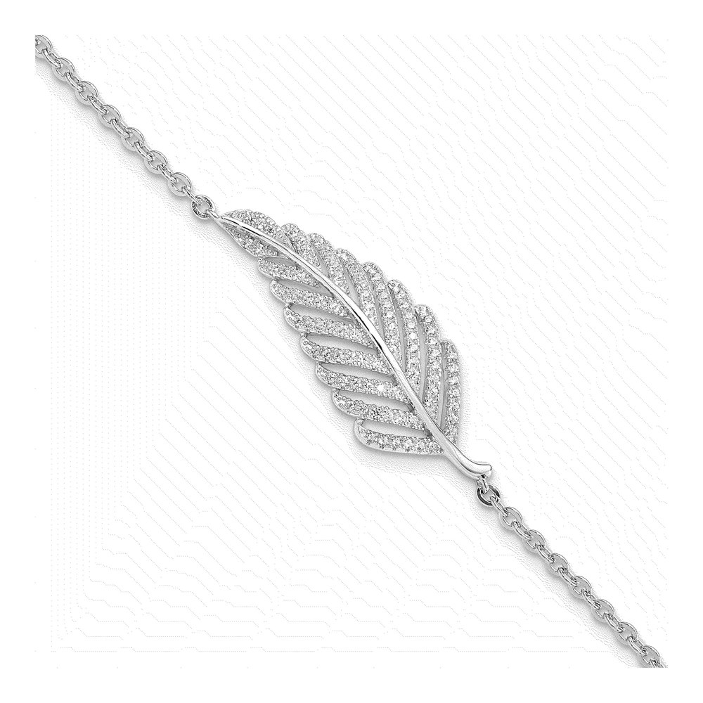 Sterling Silver CZ Feather Bracelet