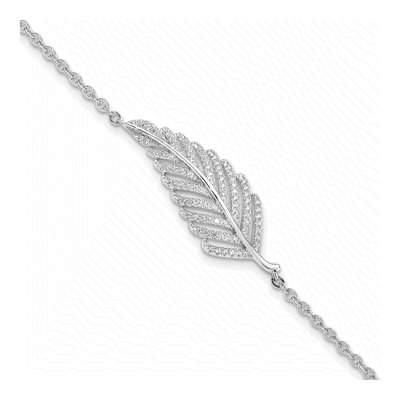 Sterling Silver CZ Feather Bracelet