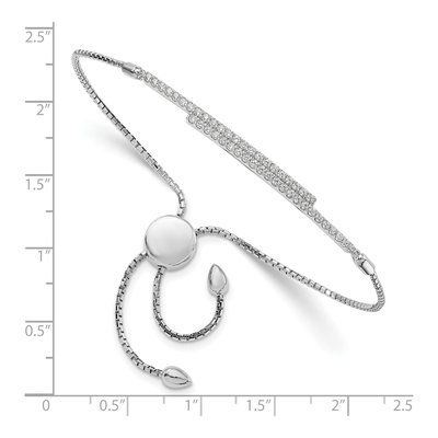 Sterling Silver CZ Micro Pave Adjustable Bolo Bracelet – view 2