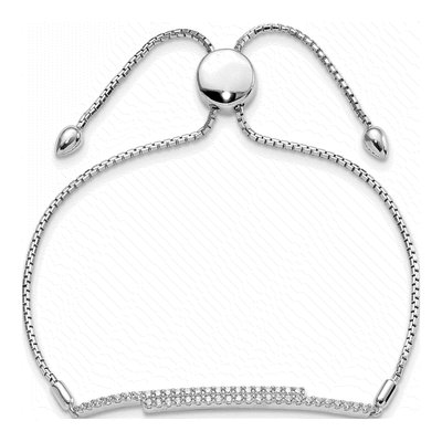 Sterling Silver CZ Micro Pave Adjustable Bolo Bracelet – view 3