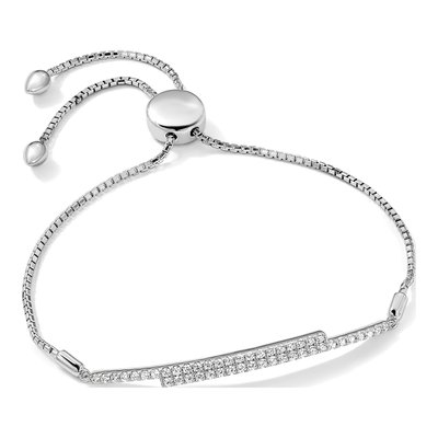 Sterling Silver CZ Micro Pave Adjustable Bolo Bracelet – view 5