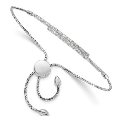 Sterling Silver CZ Micro Pave Adjustable Bolo Bracelet