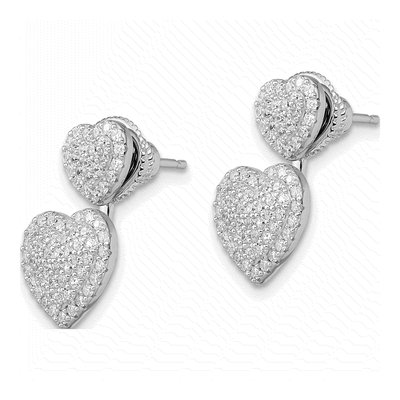 Sterling Silver CZ Heart Dangle Earrings – view 3