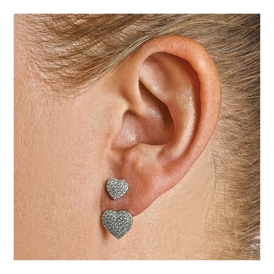 Sterling Silver CZ Heart Dangle Earrings – view 4