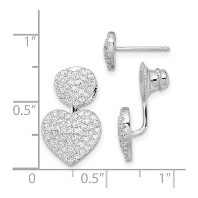 Sterling Silver CZ Heart Dangle Earrings – view 5
