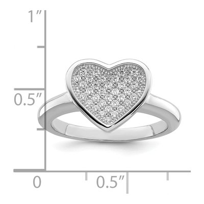 Sterling Silver CZ Pave Heart Ring – view 5