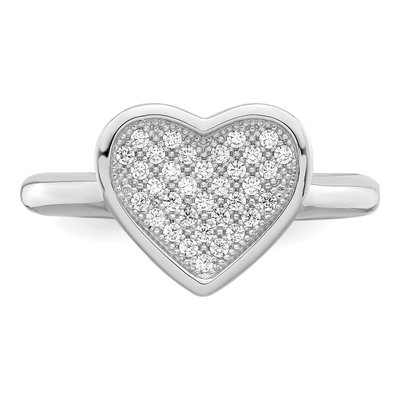 Sterling Silver CZ Pave Heart Ring – view 6