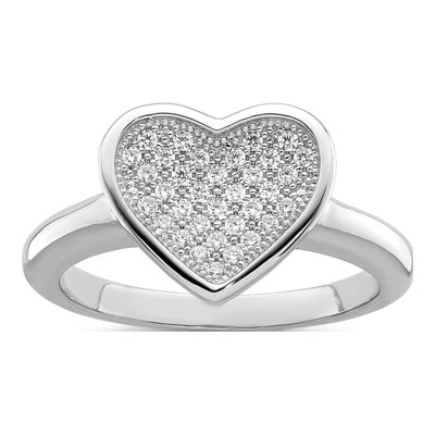 Sterling Silver CZ Pave Heart Ring