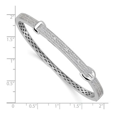 Sterling Silver CZ Pave Hinged Bangle Bracelet – view 3