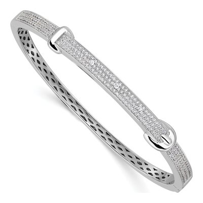 Sterling Silver CZ Pave Hinged Bangle Bracelet