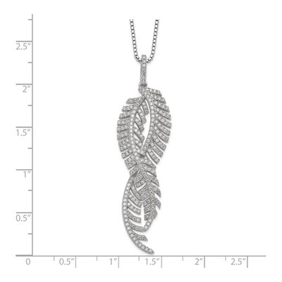 Sterling Silver CZ Feather Pendant Necklace – view 4