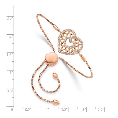 Rose Gold-Plated Sterling Silver CZ Heart Filigree Bracelet – view 2
