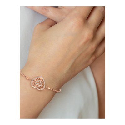 Rose Gold-Plated Sterling Silver CZ Heart Filigree Bracelet – view 4