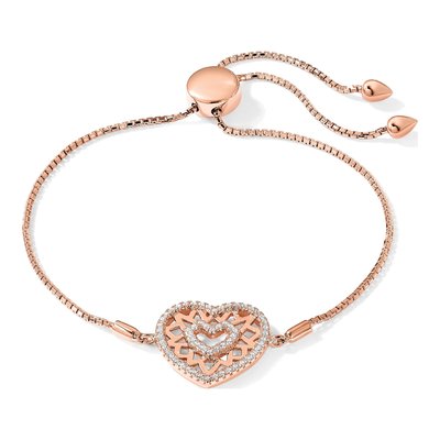 Rose Gold-Plated Sterling Silver CZ Heart Filigree Bracelet – view 5
