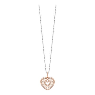 Rose Gold-Plated Sterling Silver CZ Heart Pendant Necklace – view 3