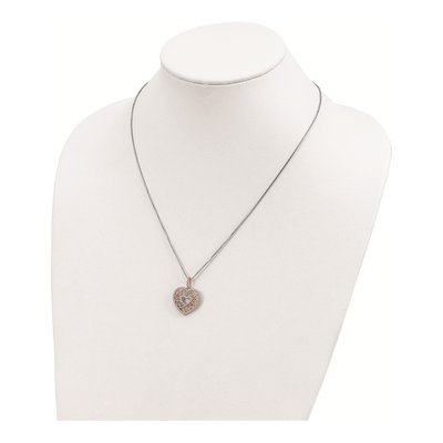 Rose Gold-Plated Sterling Silver CZ Heart Pendant Necklace – view 5