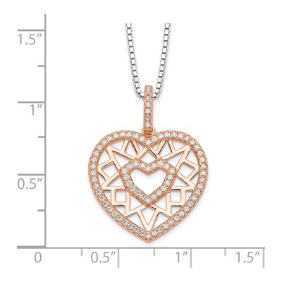 Rose Gold-Plated Sterling Silver CZ Heart Pendant Necklace – view 6