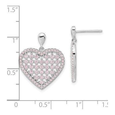 Sterling Silver CZ Heart Dangle Earrings – view 3