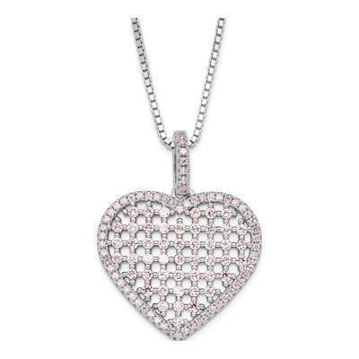 Sterling Silver CZ Heart Pendant Necklace