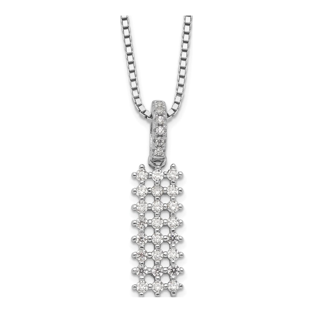 Sterling Silver CZ Micro Pave Pendant Necklace