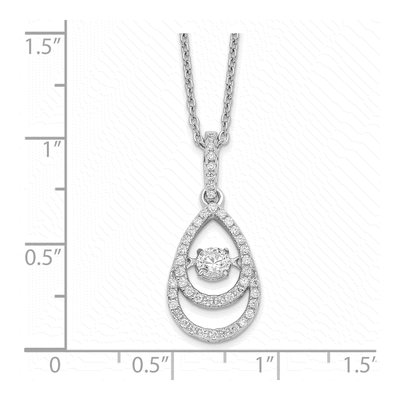 Sterling Silver CZ Moving Center Pendant Necklace – view 4